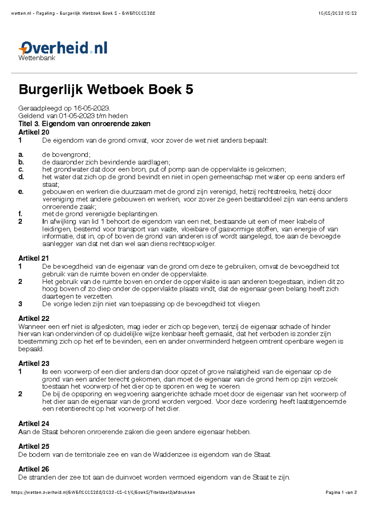 BW Boek 5 Titel 3 - BW NL - Wetten - Regeling - Burgerlijk Wetboek Boek ...