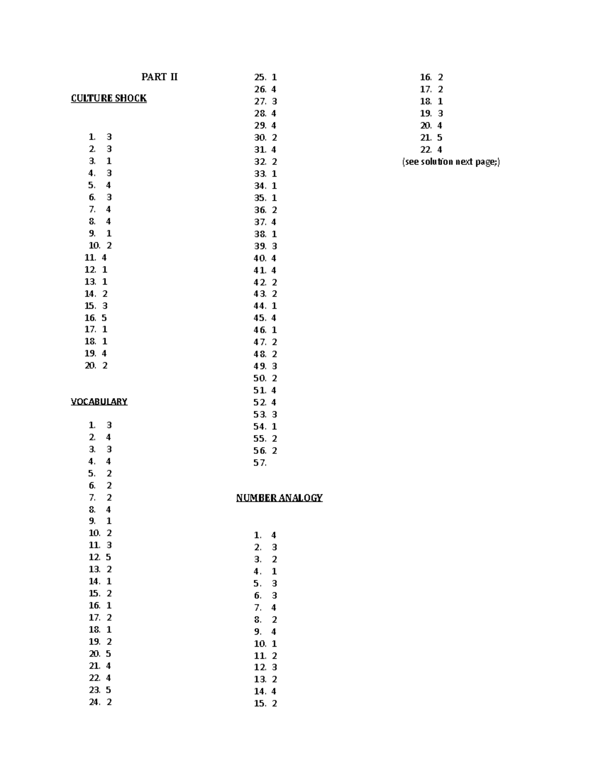 exam-2014-answers-part-ii-culture-shock-1-3-2-3-3-1-4-3-5-4-6