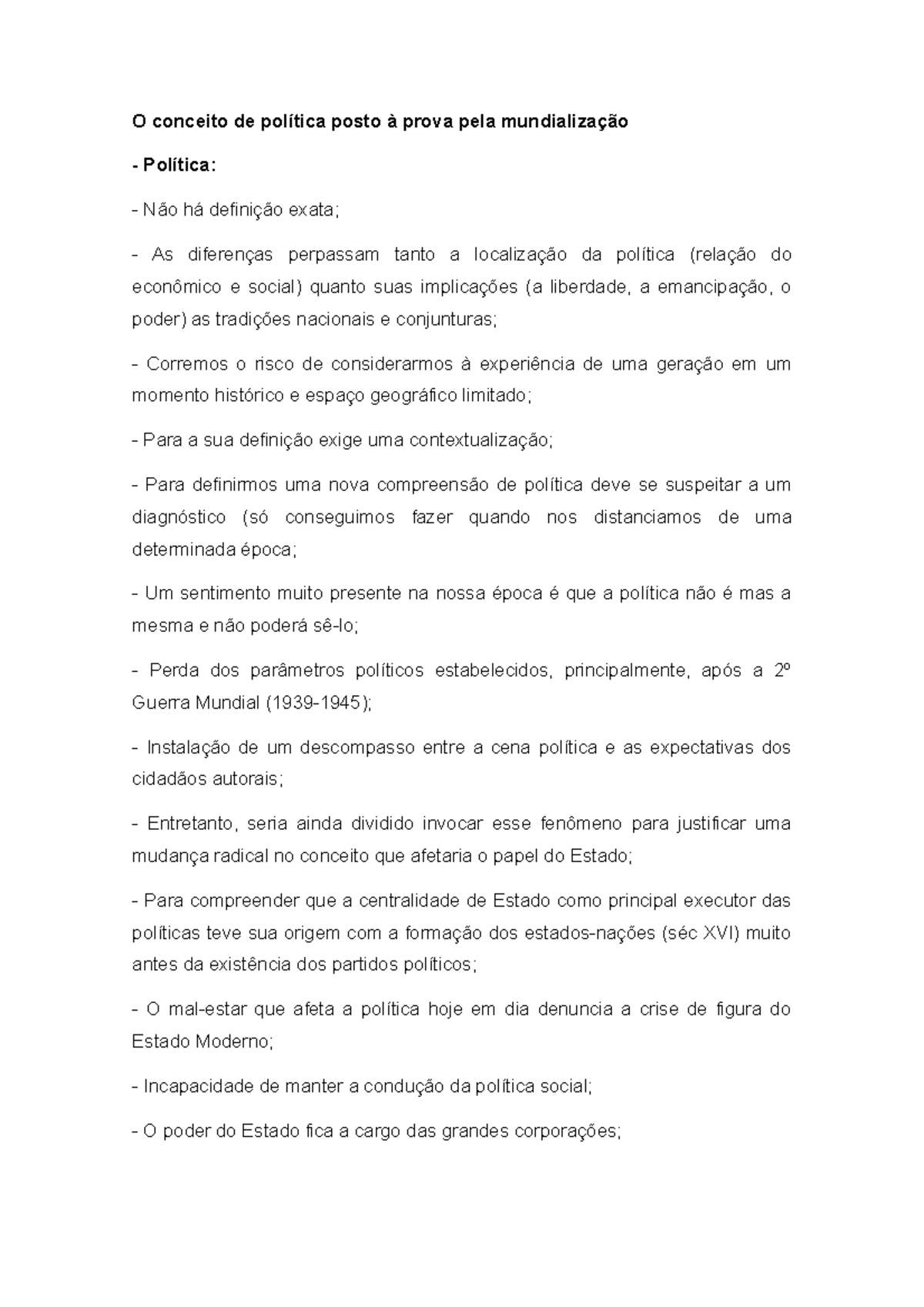Resumo - Conceito DE Política Publica - O conceito de política posto à ...