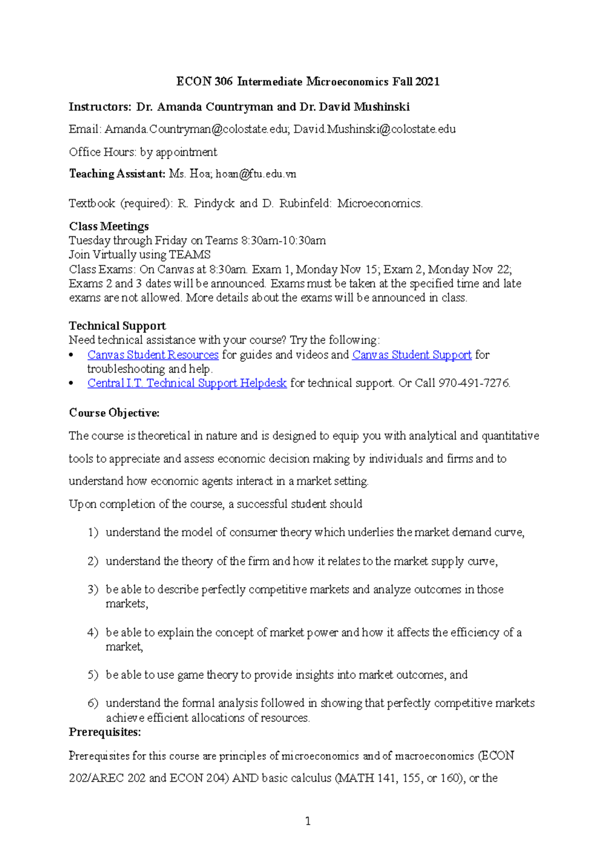 Econ306 2021 ftu syllabus - ECON 306 Intermediate Microeconomics Fall ...