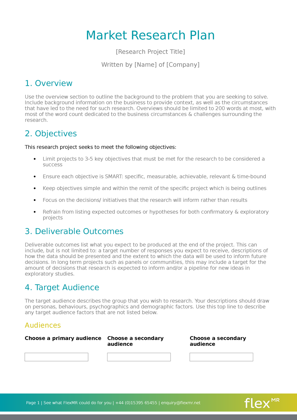 market research plan outline