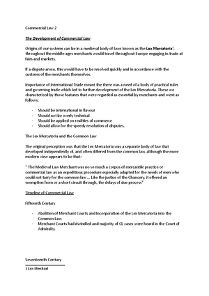 Commercial Law 1 - Lecture notes 1 - Commercial Law 1 What is ...