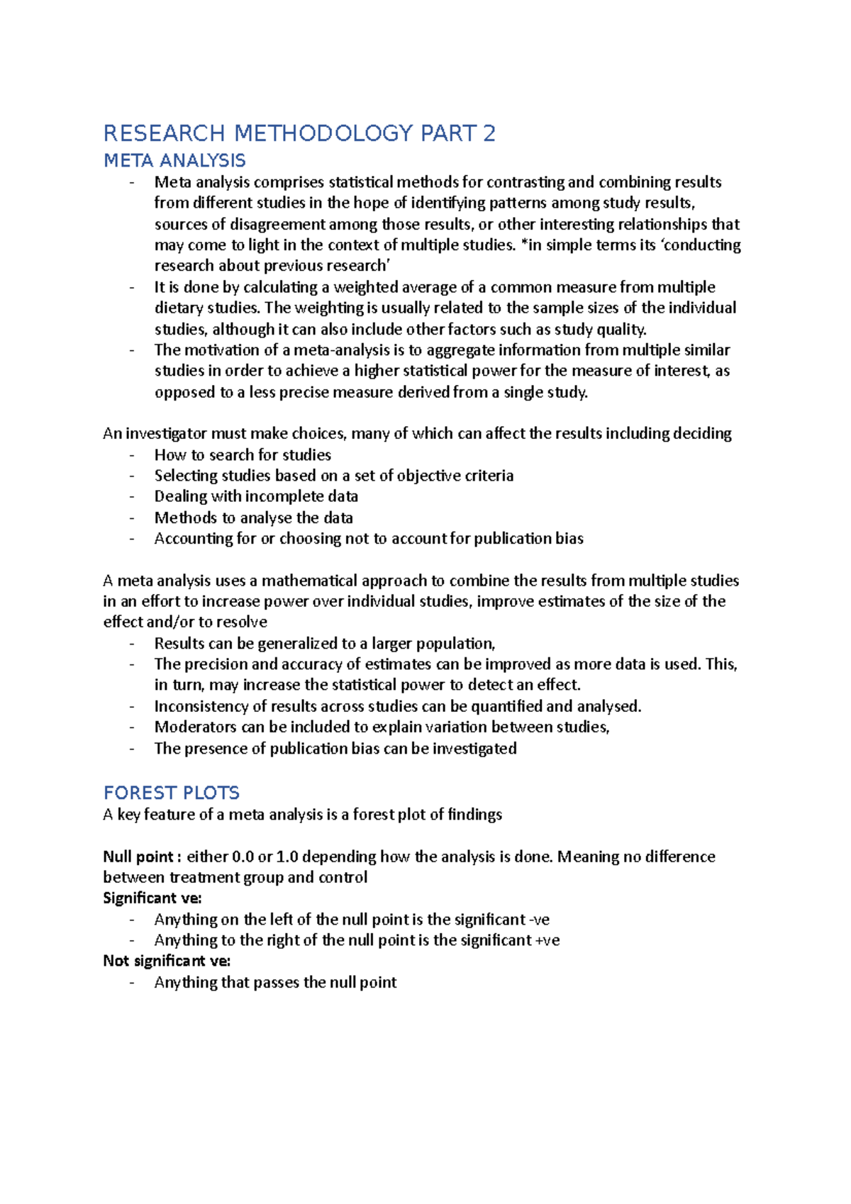 Research Methodology PART 2 - RESEARCH METHODOLOGY PART 2 META ANALYSIS ...