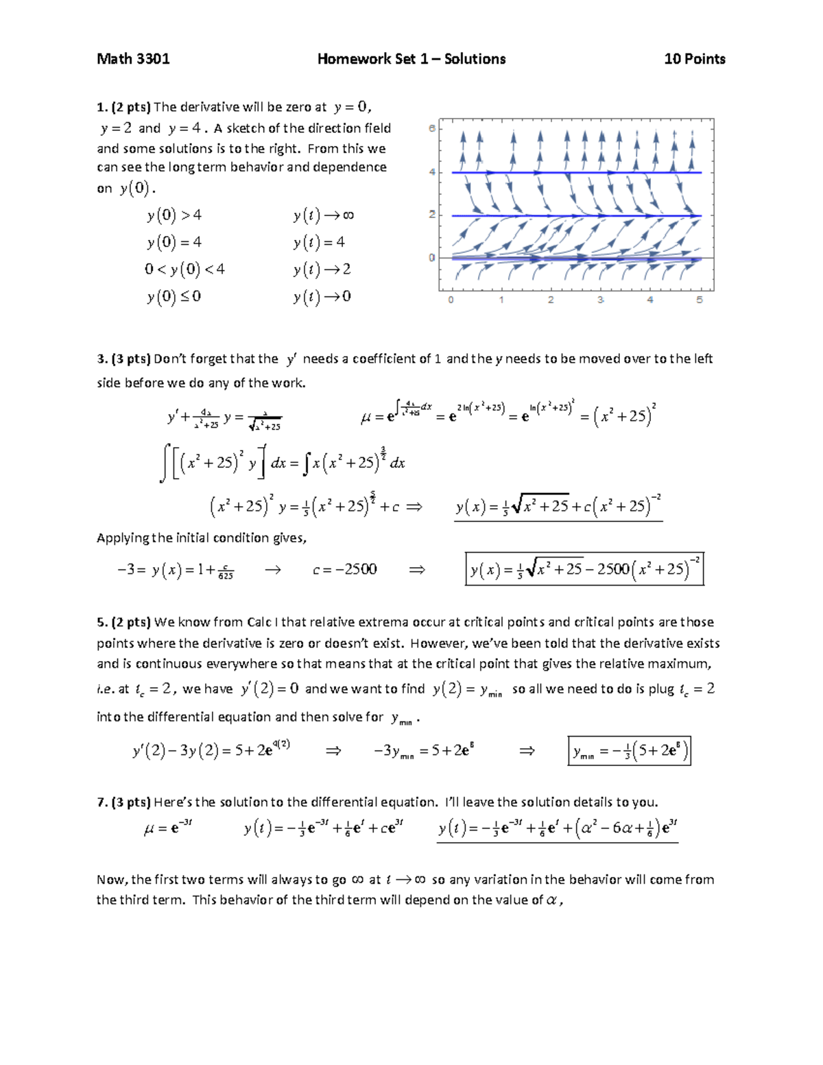Spring 2016 Hwk 01 Soln. - Math 3301 Homework Set 1 – Solutions 10 ...