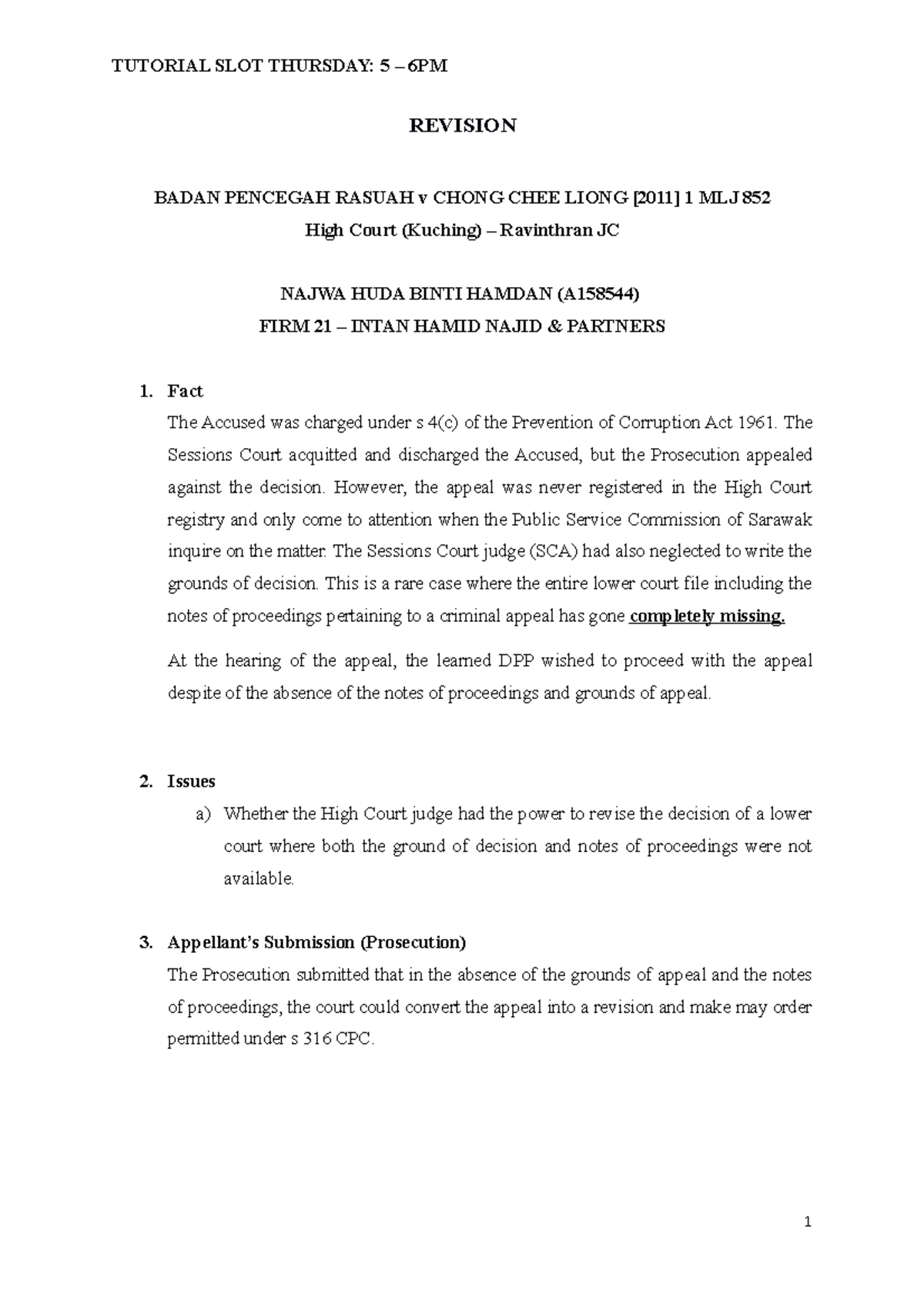 Case Review 4 - CPC Najwa Huda - Criminal Procedure II - UKM - Studocu