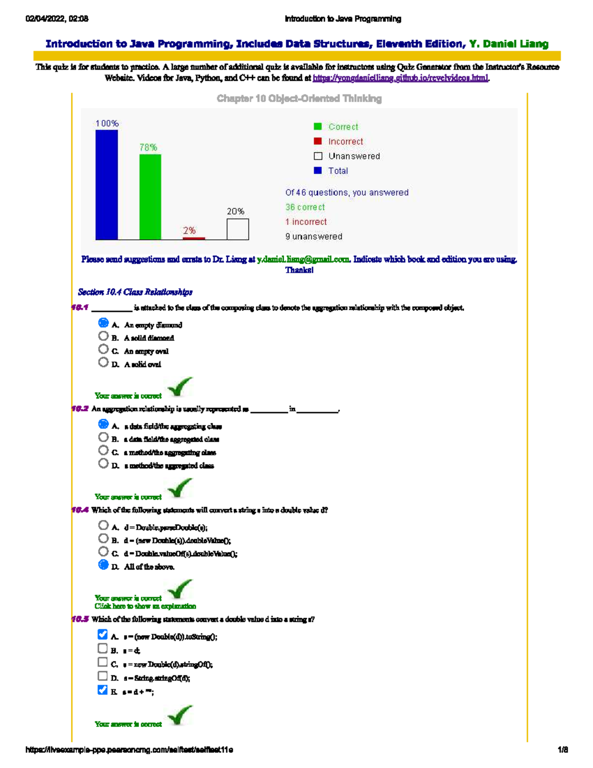 Self Exam 10 - Self check exam chapter 11 in intoduction to ...