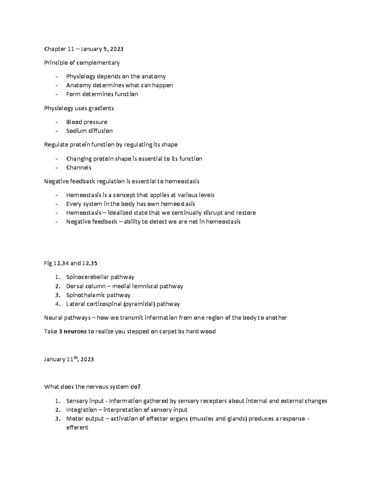 EXSC 224 notes - Chapter 11 – January 9, 2023 Principle of ...