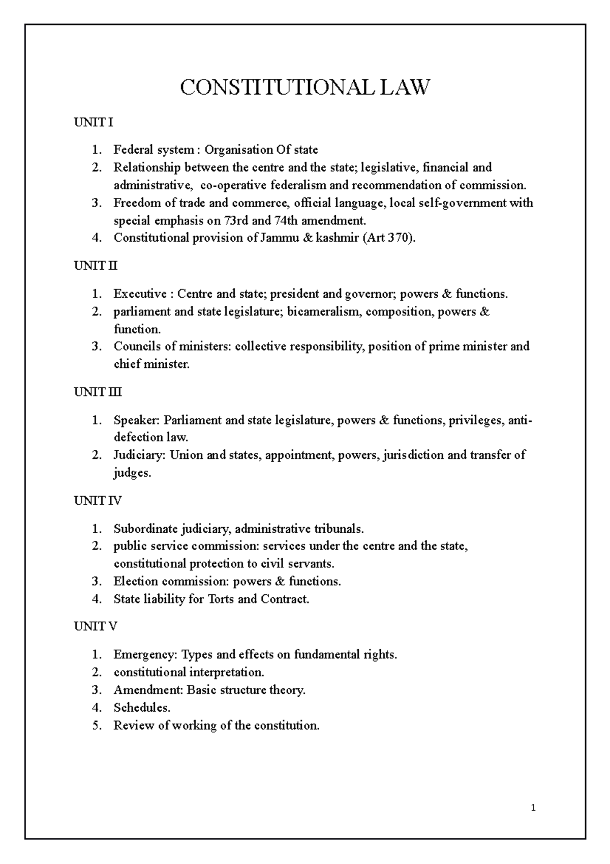 Constitutional LAW II - Notes Based On Previous Years Questions ...