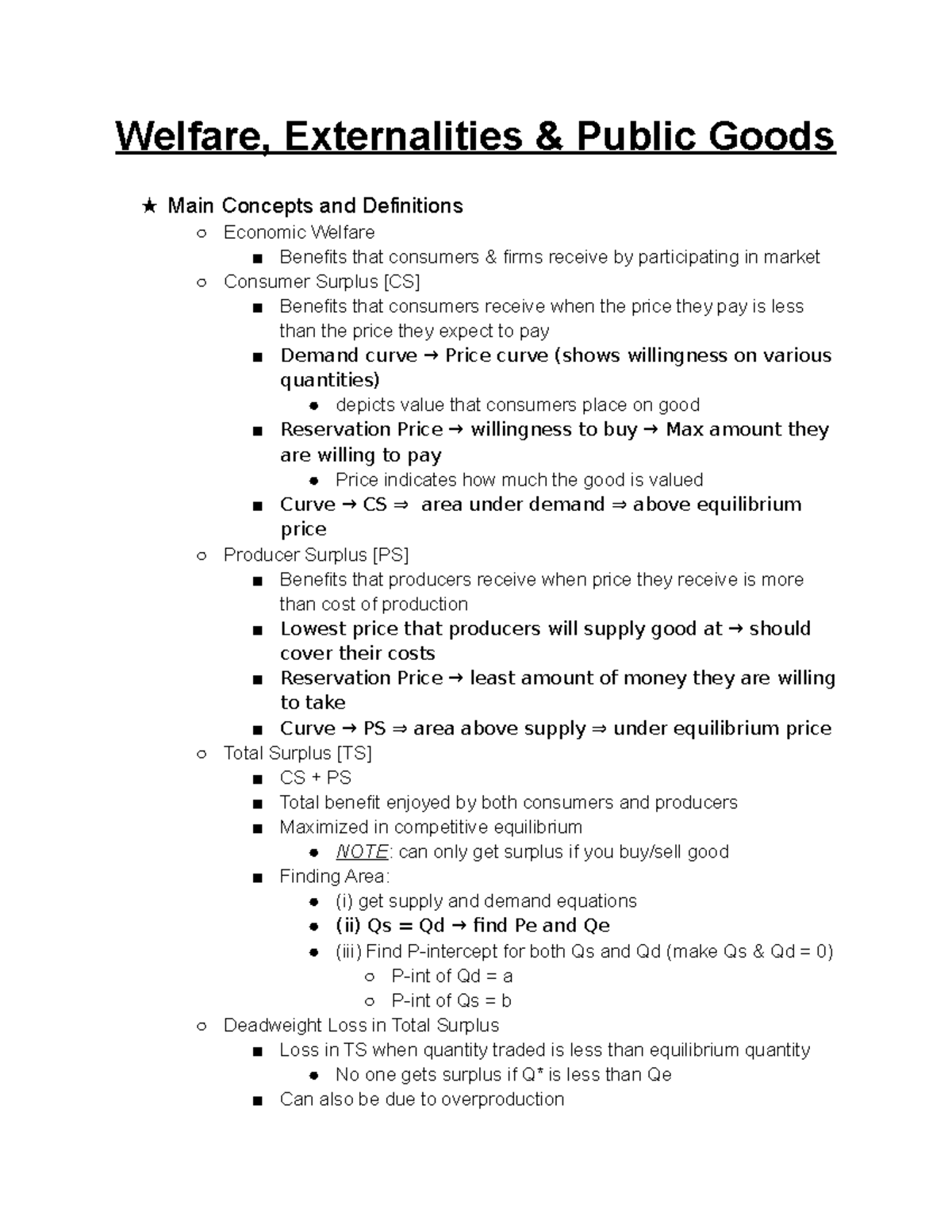 [Textbook Notes] CH - Econ notes - Welfare, Externalities & Public ...