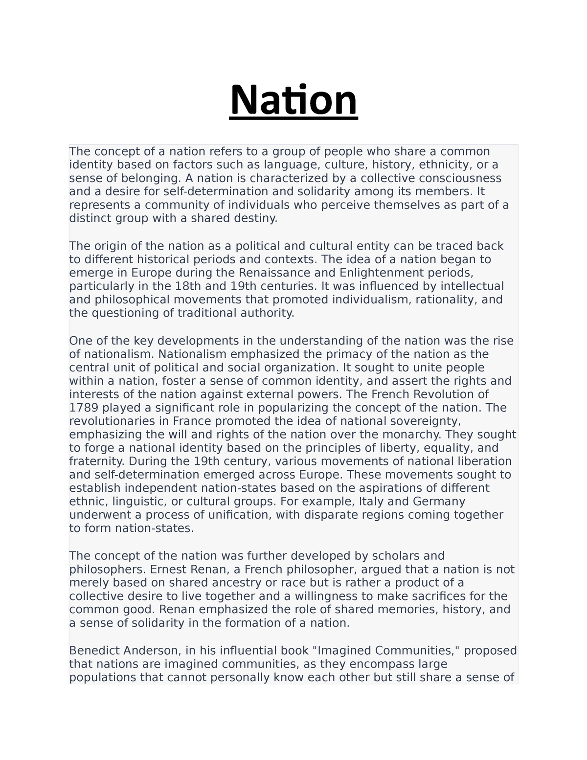 essay on what makes a nation