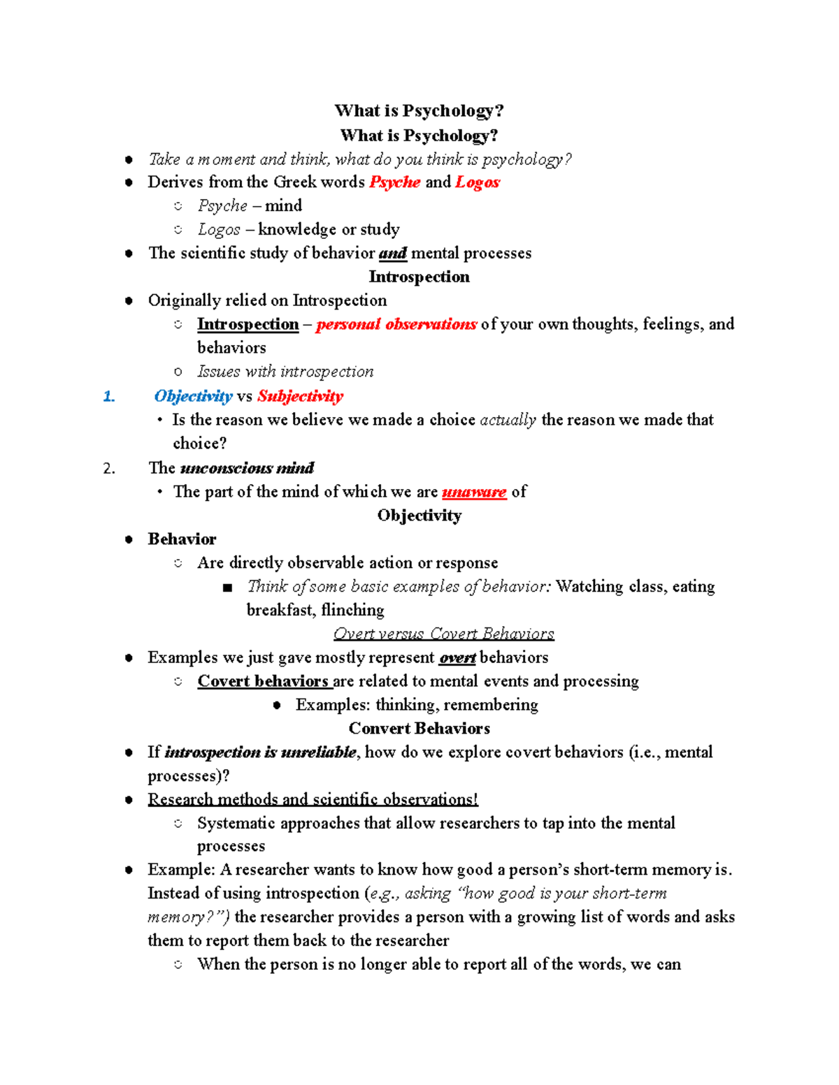 Module 1 - Introduction - What is Psychology? What is Psychology? Take ...
