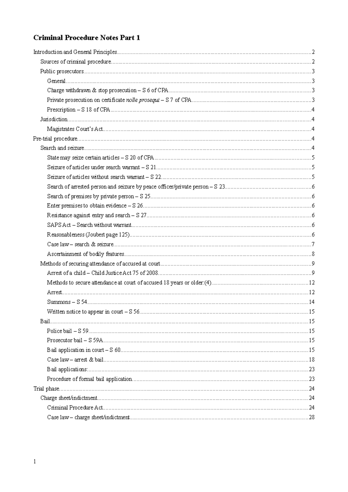 Criminal Procedure Notes Part 1 - Criminal Procedure Notes Part ...