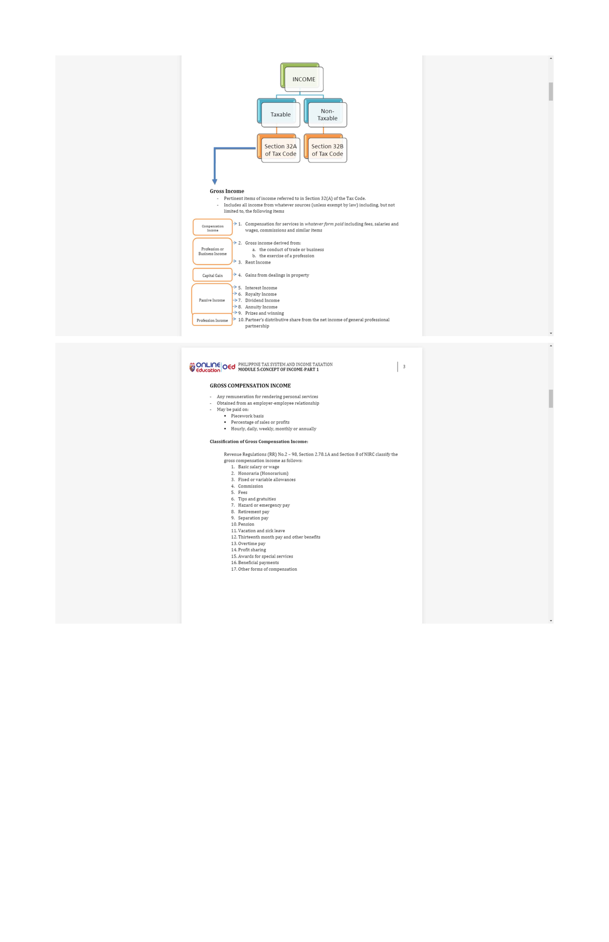 Philippine Tax System and Income Taxation Module 5 - A r INC OME Gross ...