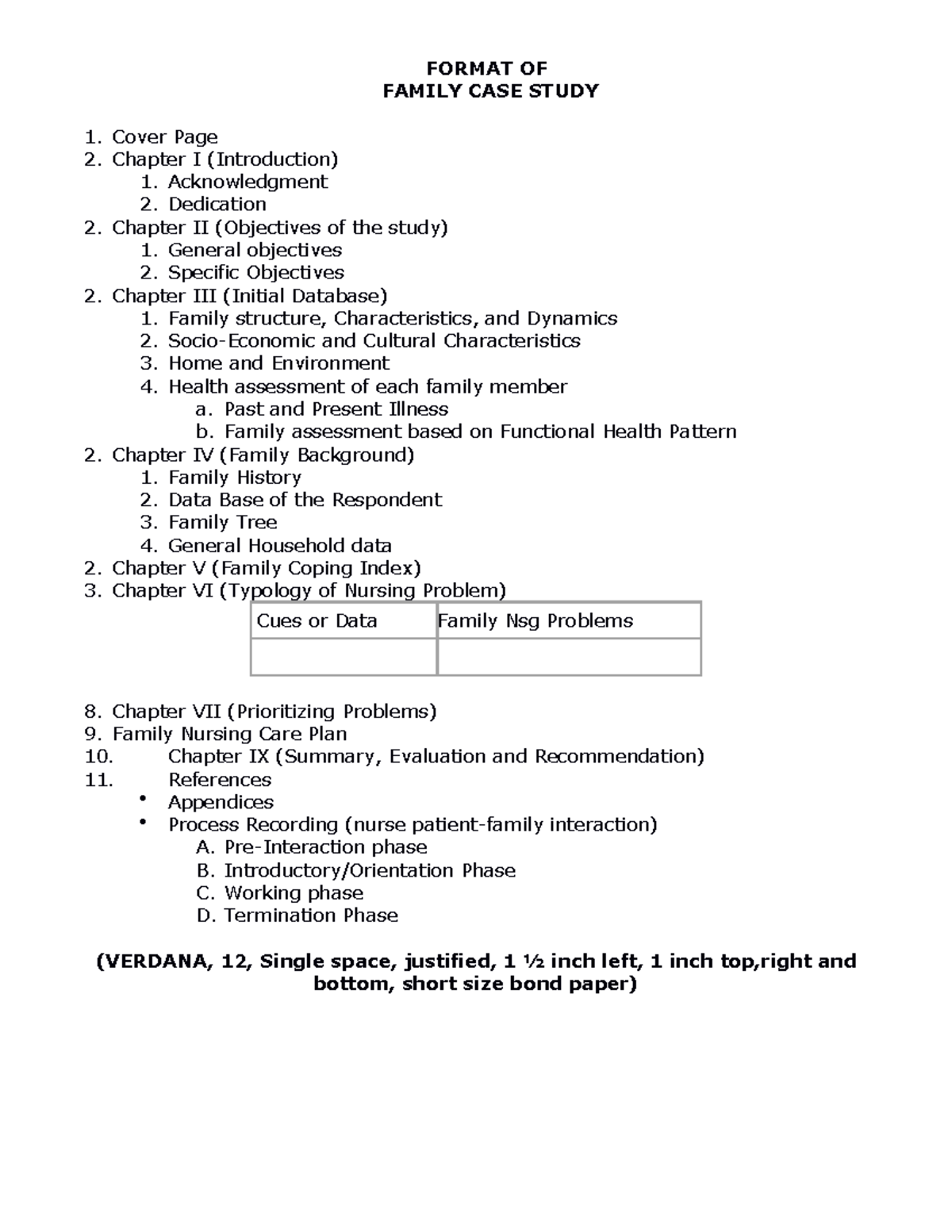 explain the method of writing a family case study report