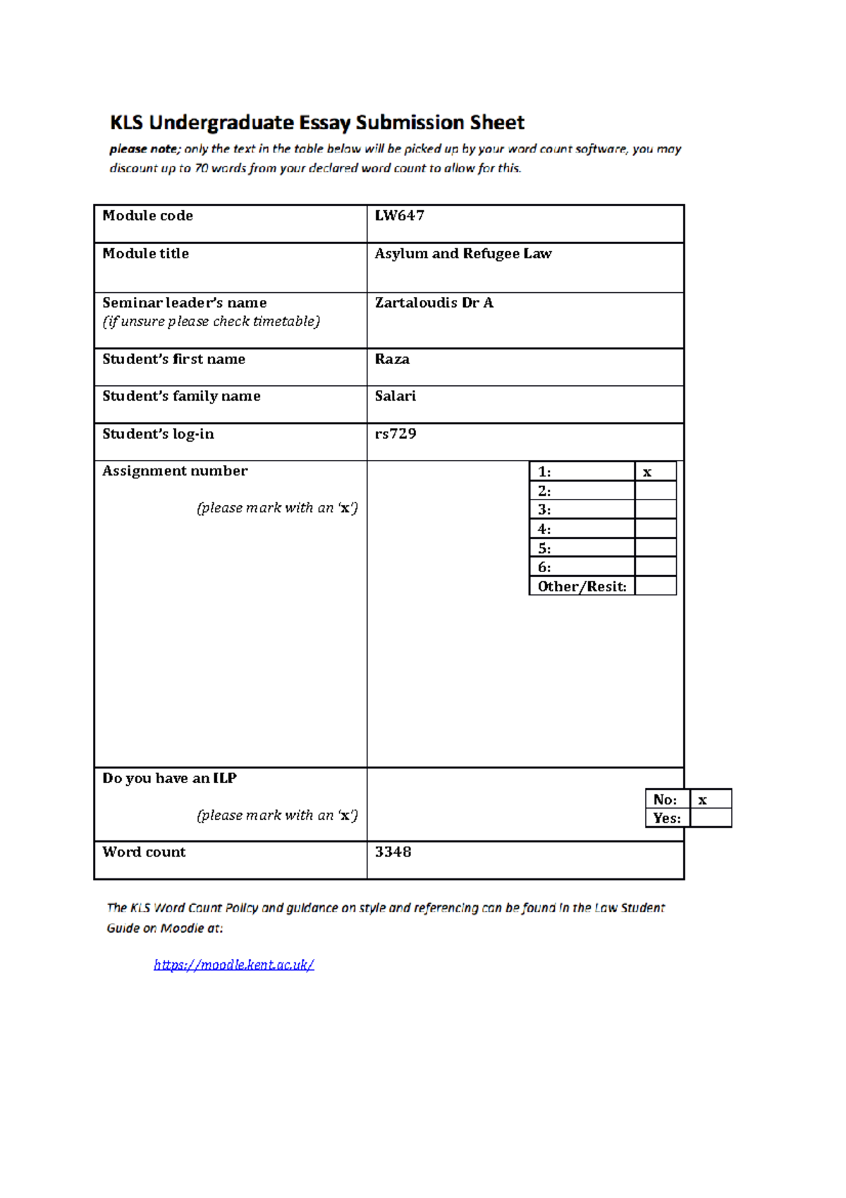 Asylum law assignment, and coursework - Module code LW Module title ...