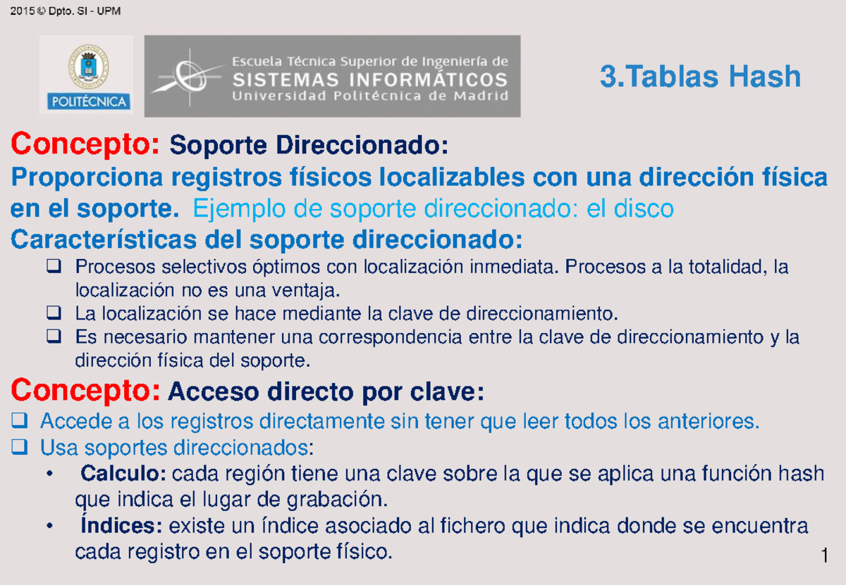 Tema 3 Tablas Hash Apuntes 3 3 Hash Concepto Soporte Direccionado
