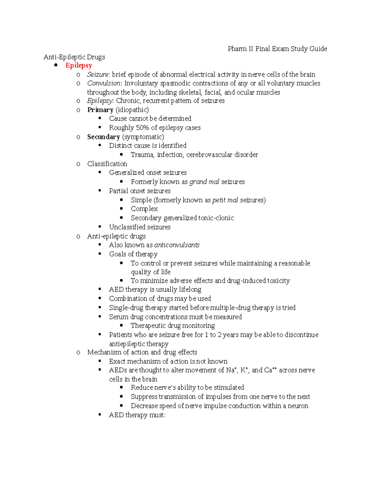 Pharm II Final Exam Study Guide - Pharm II Final Exam Study Guide Anti ...