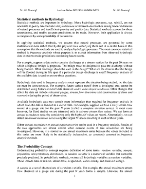 Statistical methods in Hydrology