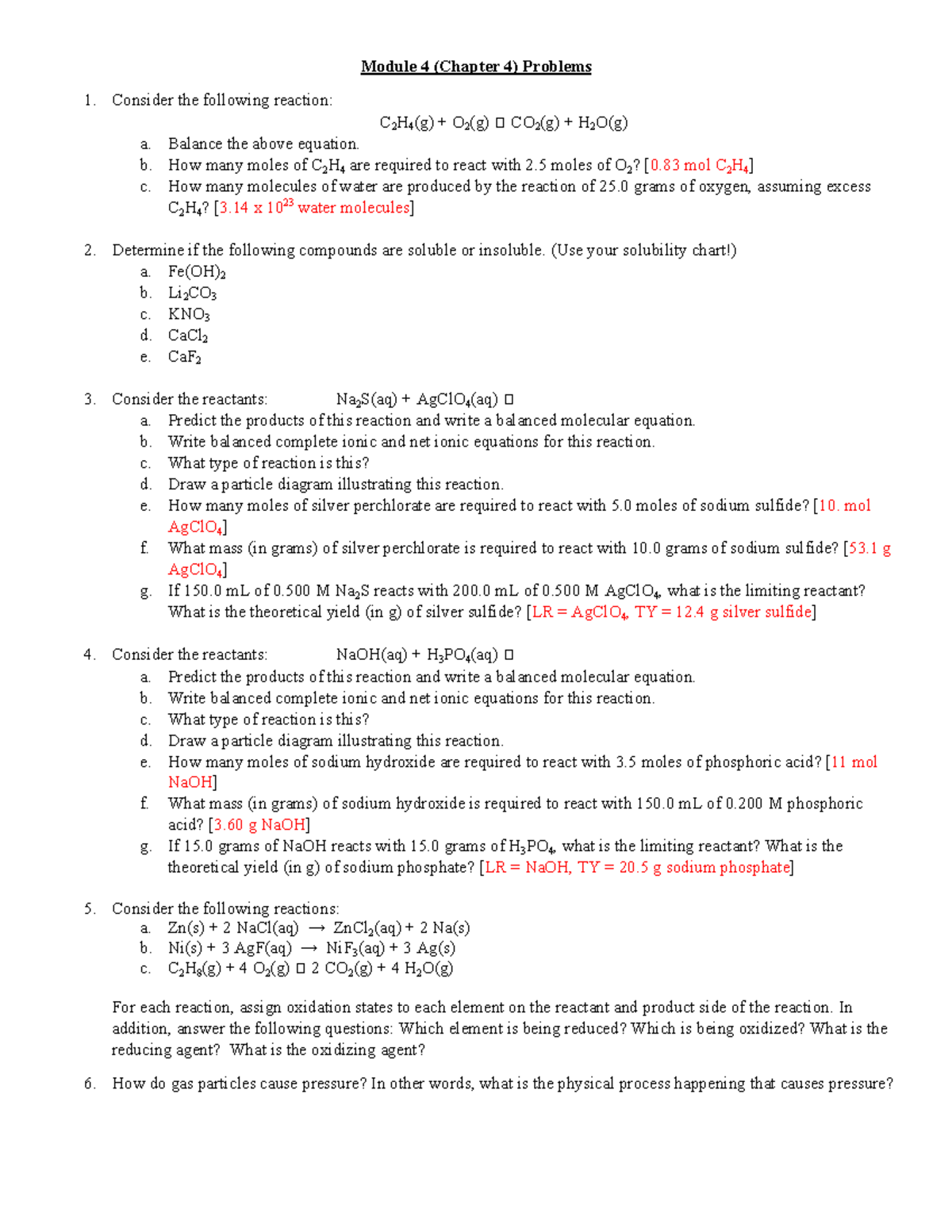 Exam 3 Review Problems - Module 4 (Chapter 4) Problems Consider the ...