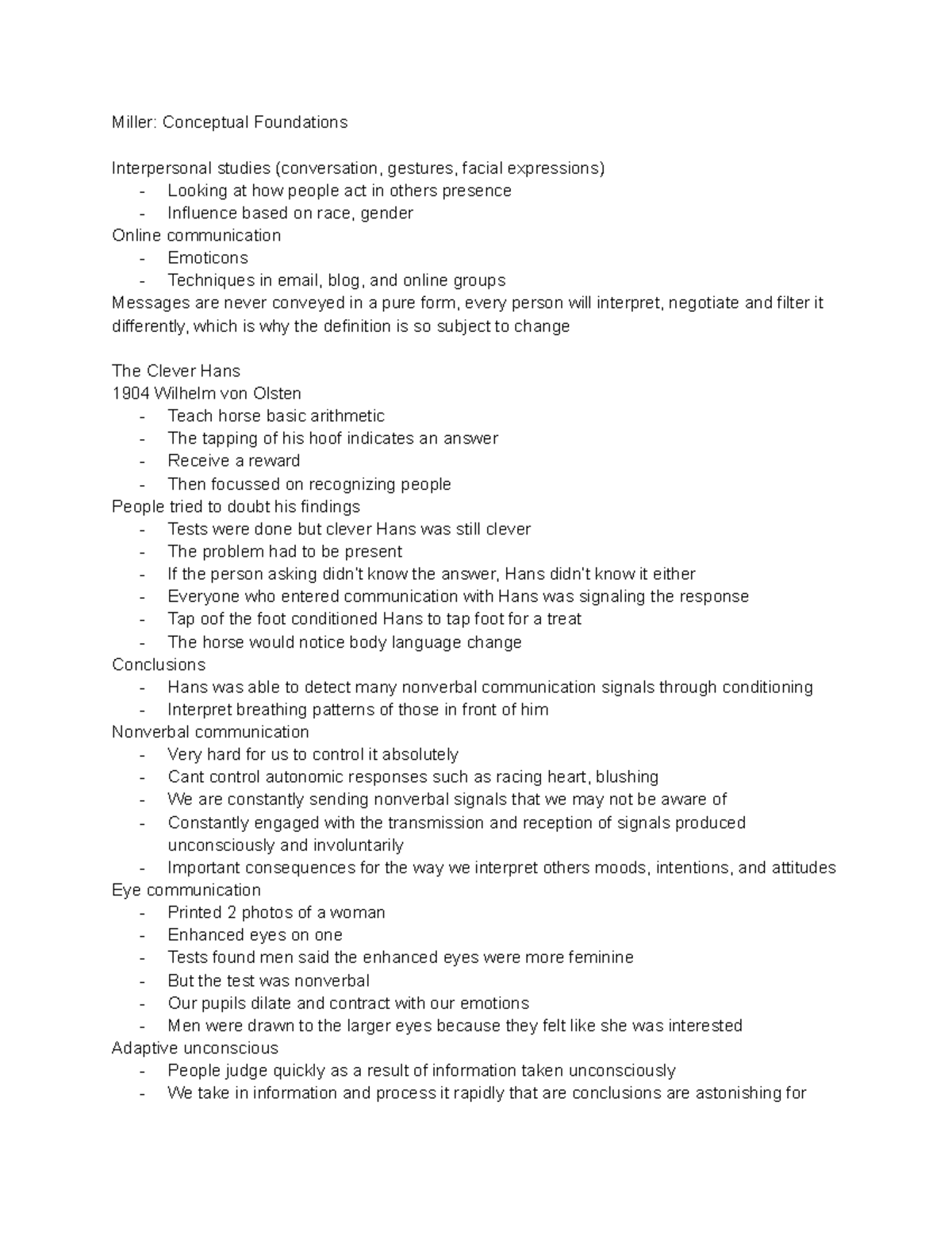 CMNS110 Module 1 - Lecture notes 1 - Miller: Conceptual Foundations ...