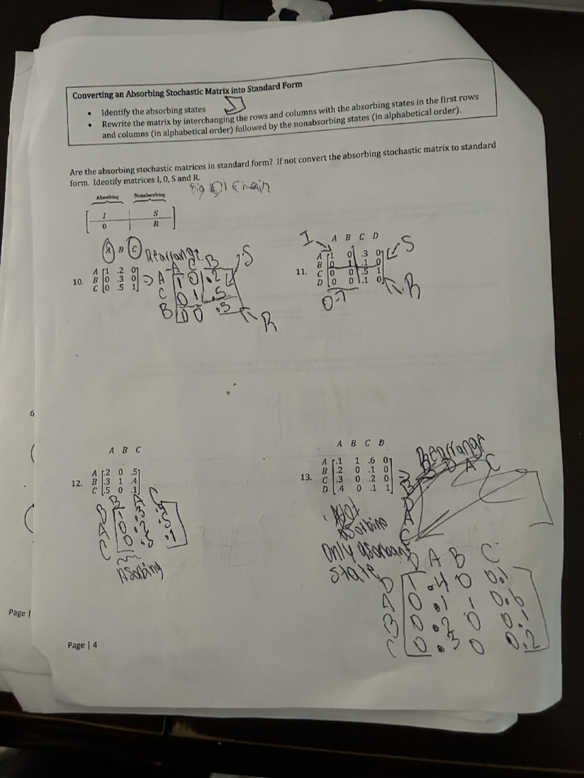 Converting absorbing matrixes to standard form - MATH 111 - Studocu