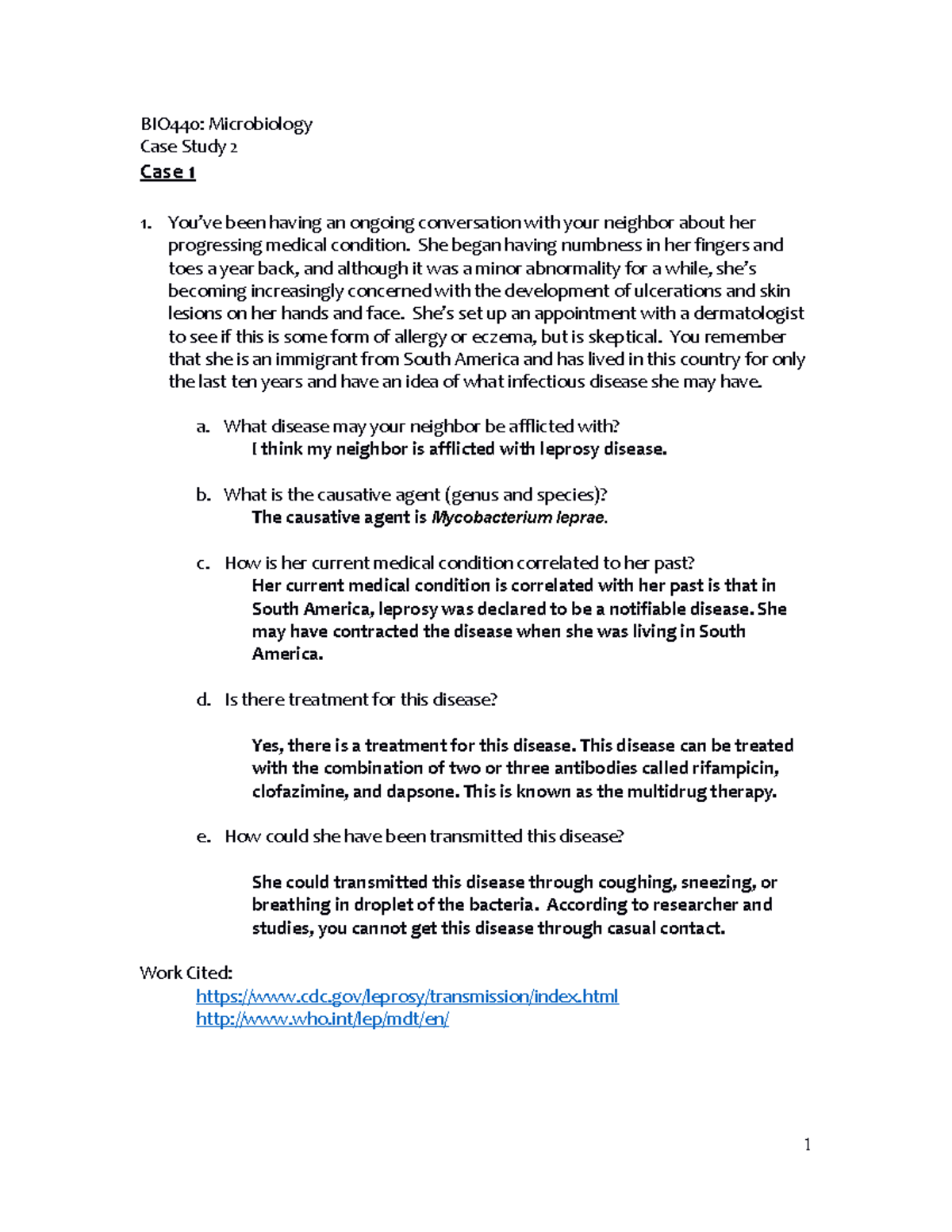 microbiology case study examples with answers