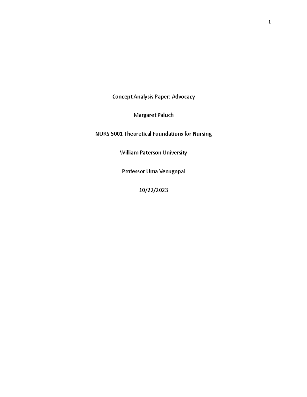 Concept Analysis Paper Advocacy - Concept Analysis Paper: Advocacy ...