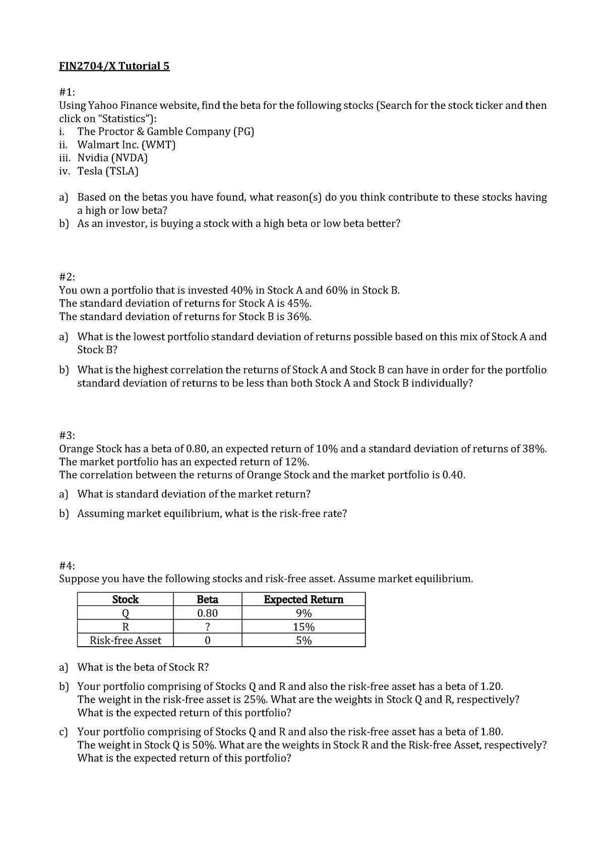 FIN2704 AY23-24 Sem1 Tutorial 5 Questions - FIN2704/X Tutorial 5 #1 ...