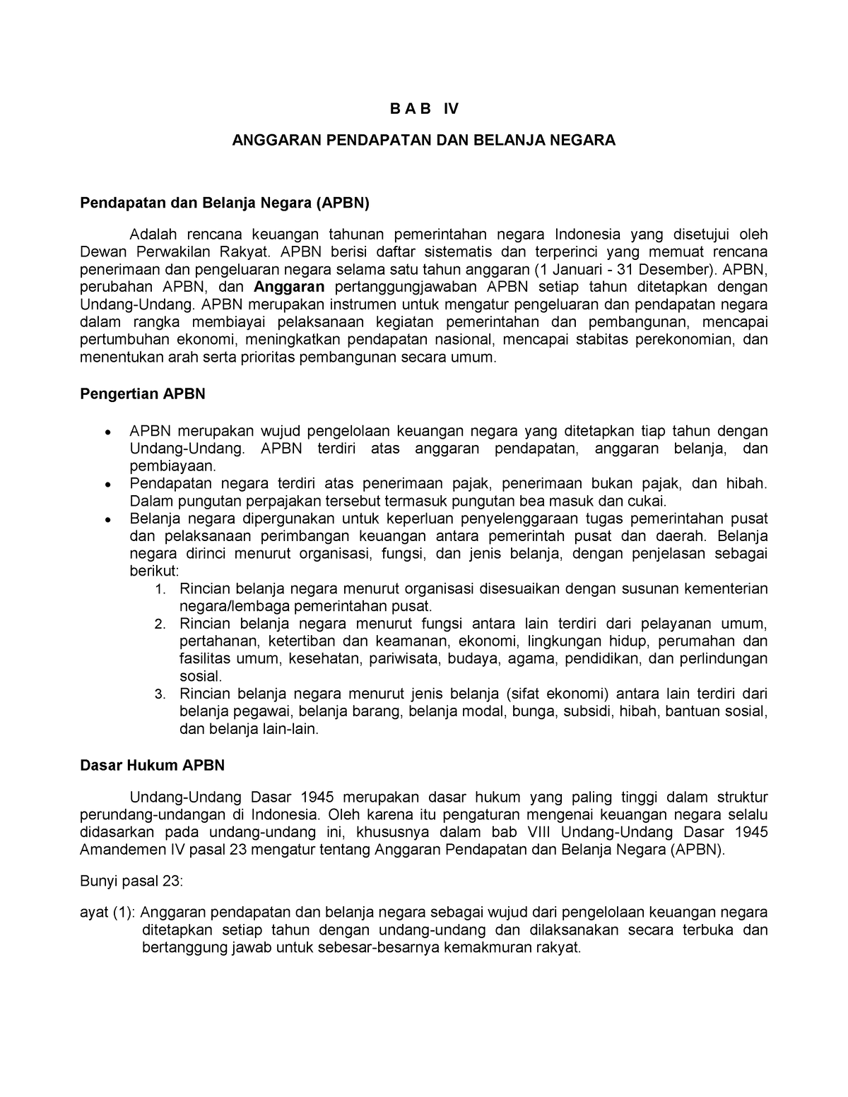 Anggaran Pendapatan Dan Belanja Negara - B A B IV ANGGARAN PENDAPATAN ...