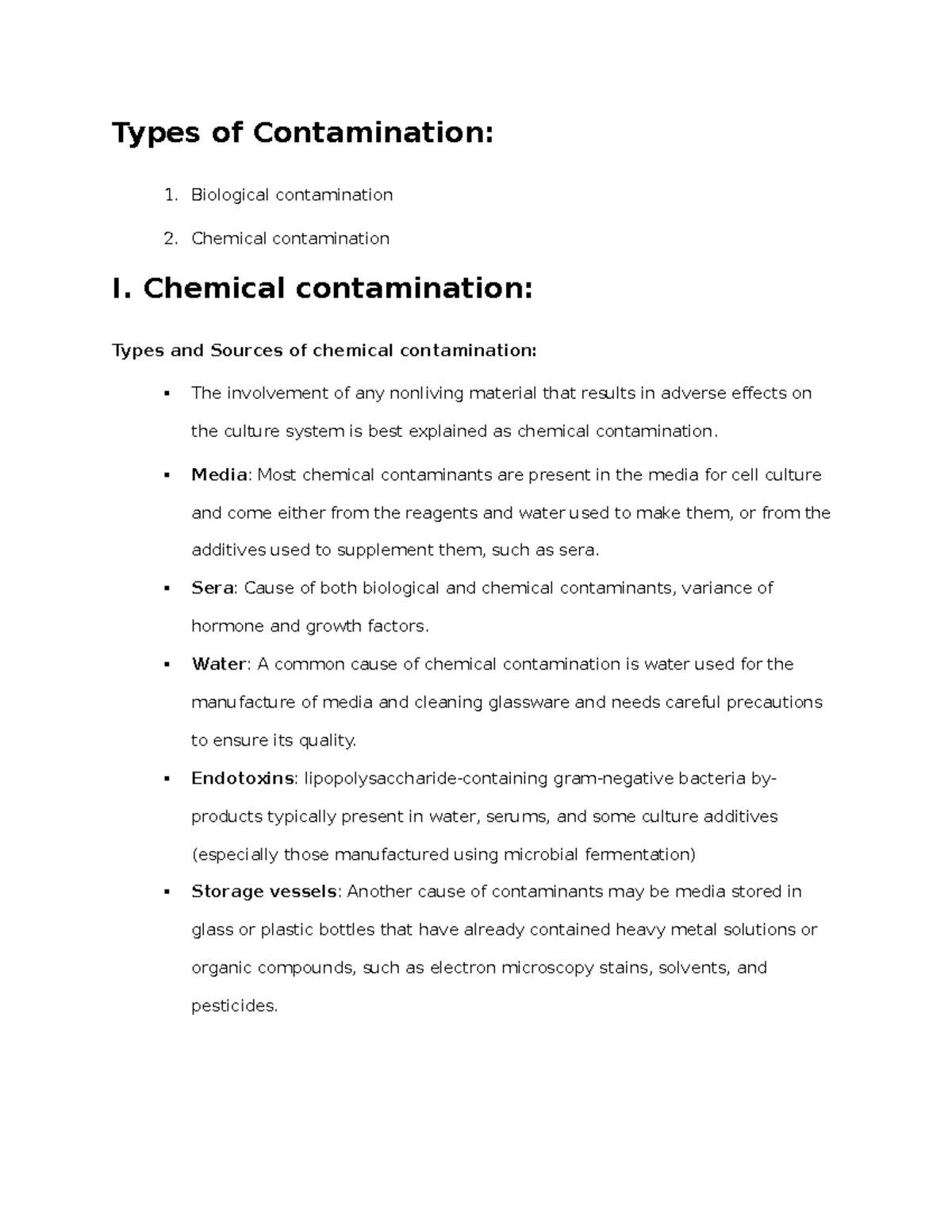 Biology Science 21 Types of Contamination 1. Biological