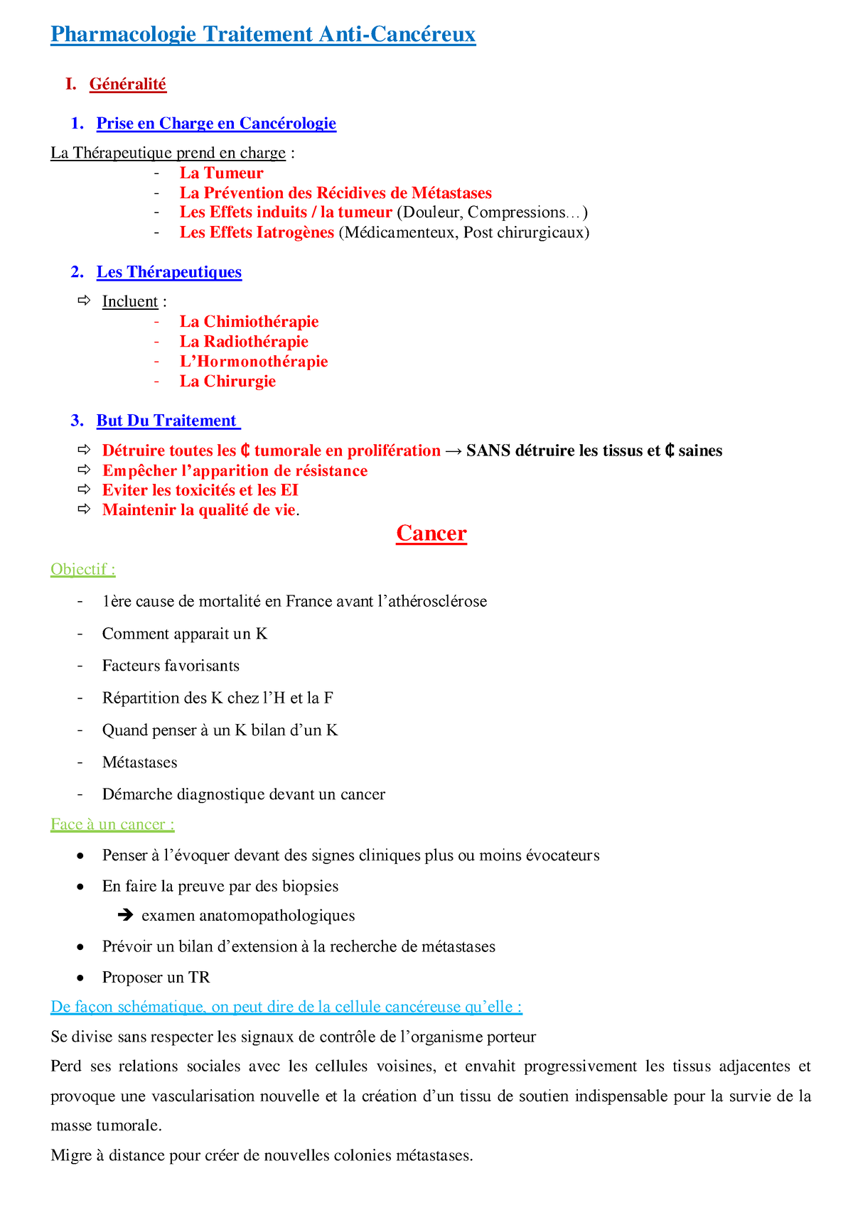 Pharmacologie-cancer - Pharmacologie Traitement Anti-Cancéreux I ...