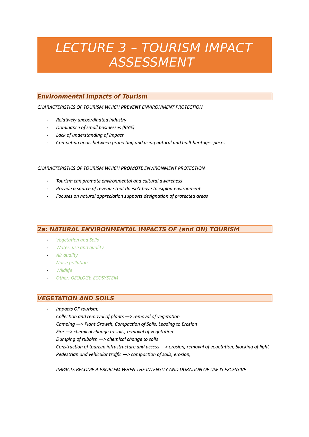 tourism impact assessment essay