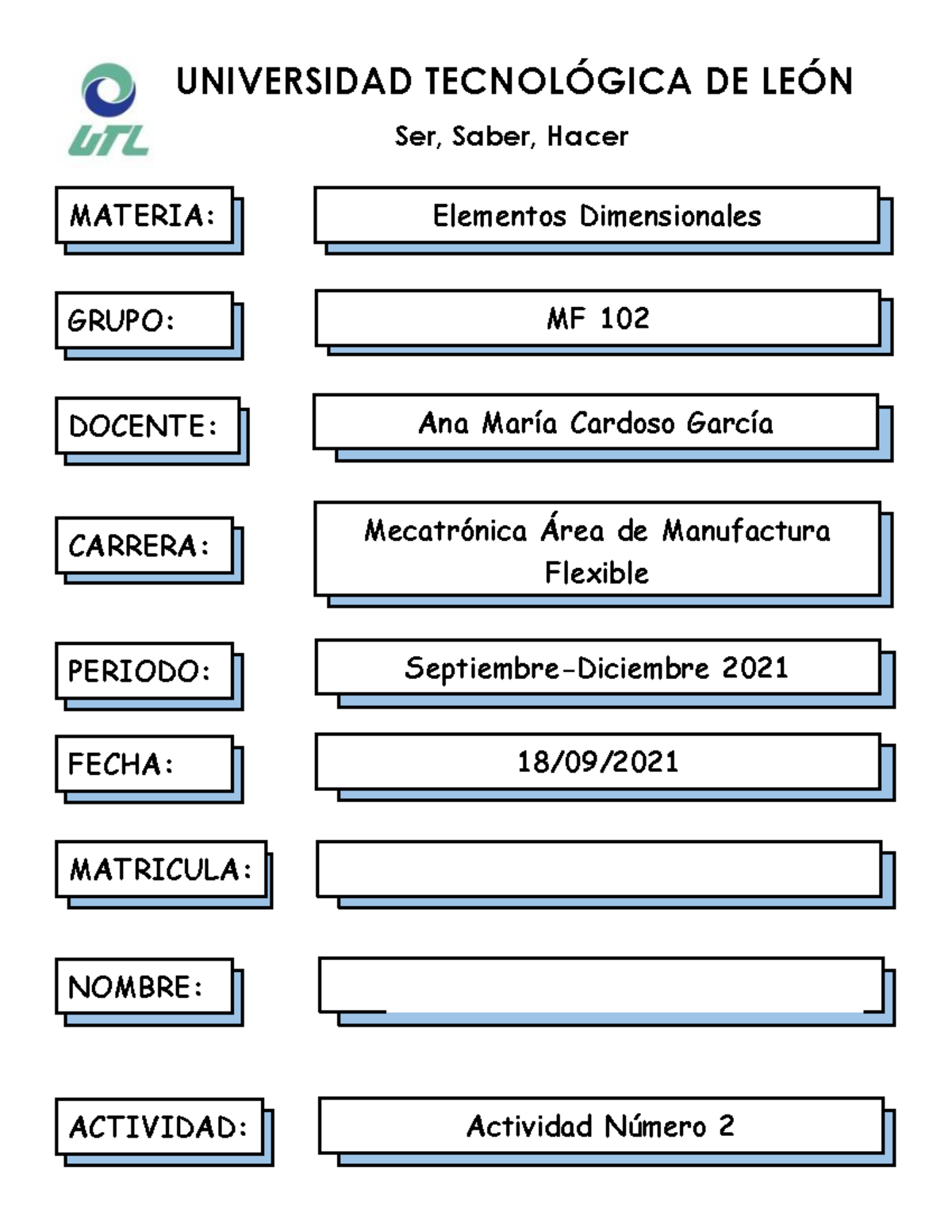 Conceptos de Elementos Dimensionales - UNIVERSIDAD TECNOLÓGICA DE LEÓN ...