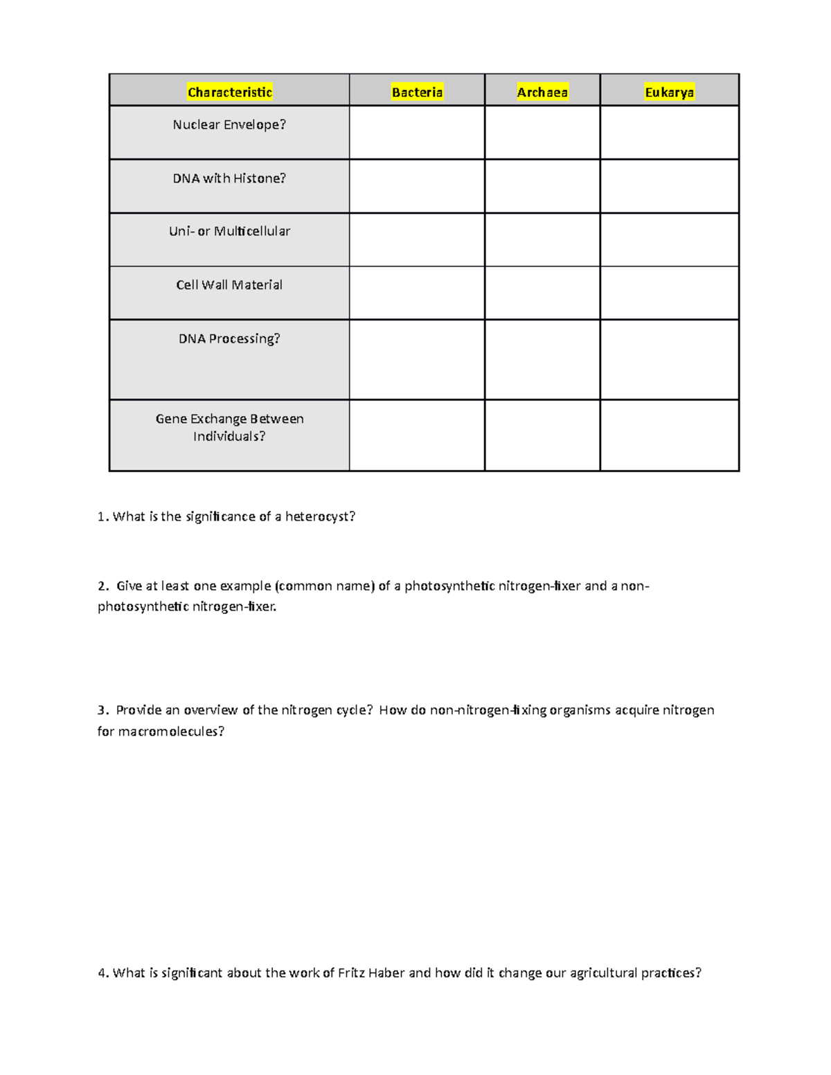 Prokaryote Study Guide - Characteristic Bacteria Archaea Eukarya ...