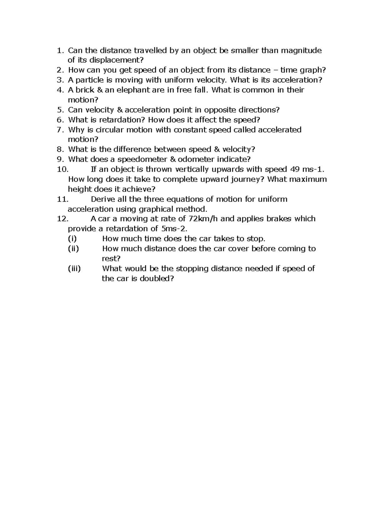 Motion - questions - Can the distance travelled by an object be smaller ...