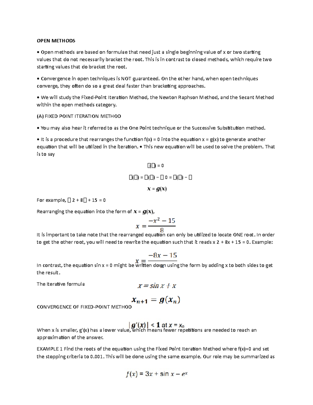 OPEN Methods - OPEN METHODS Open methods are based on formulae that ...