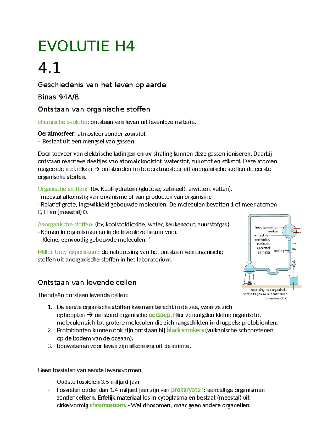Evolutie H4 Samenvattingen - EVOLUTIE H 4. Geschiedenis Van Het Leven ...