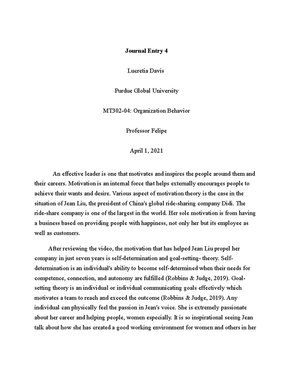 MT302 UNIT 4 Journal - UNIT 4 DISCUSSION. - Journal Entry 4 Lucretia ...