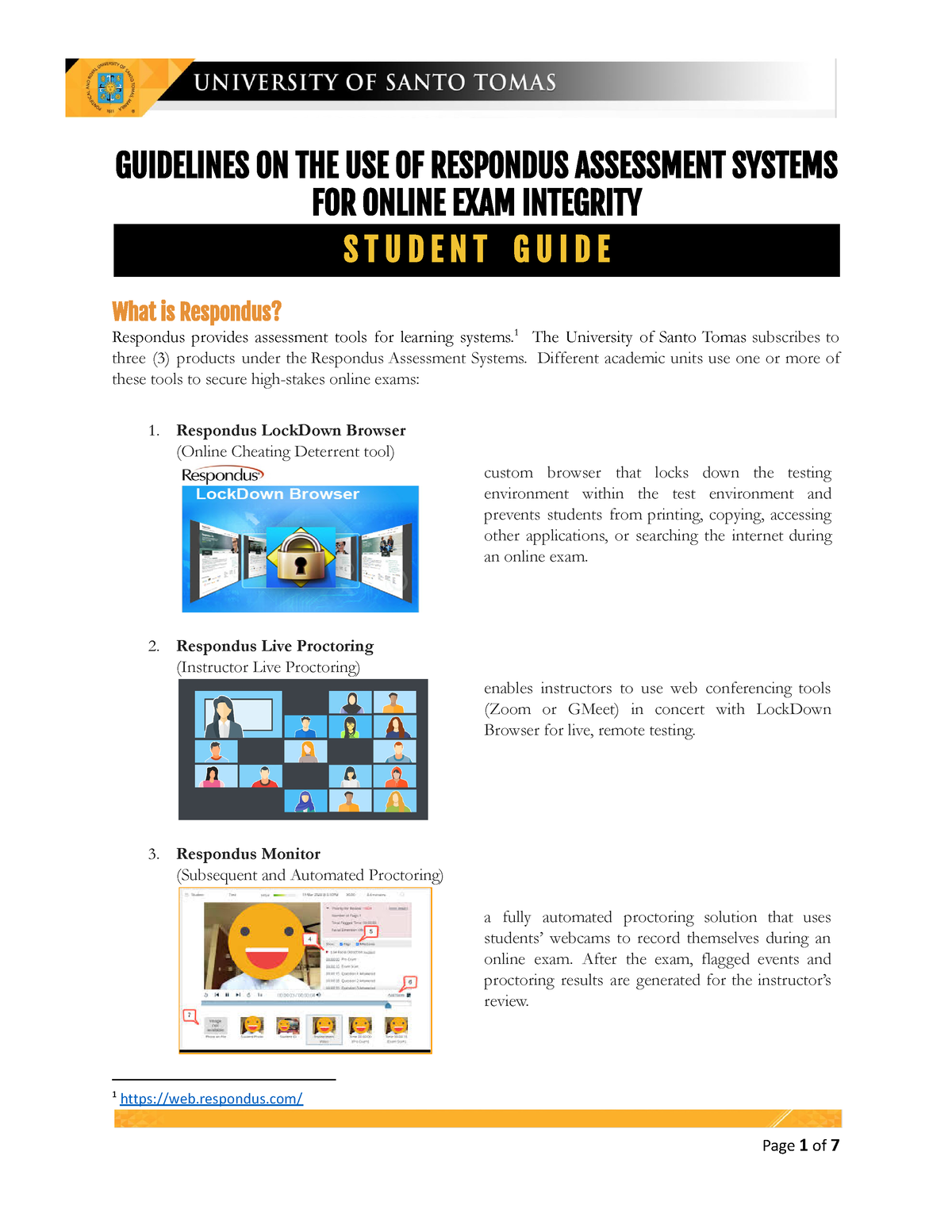 Student Respondus Guidelines For - GUIDELINES ON THE USE OF RESPONDUS ...