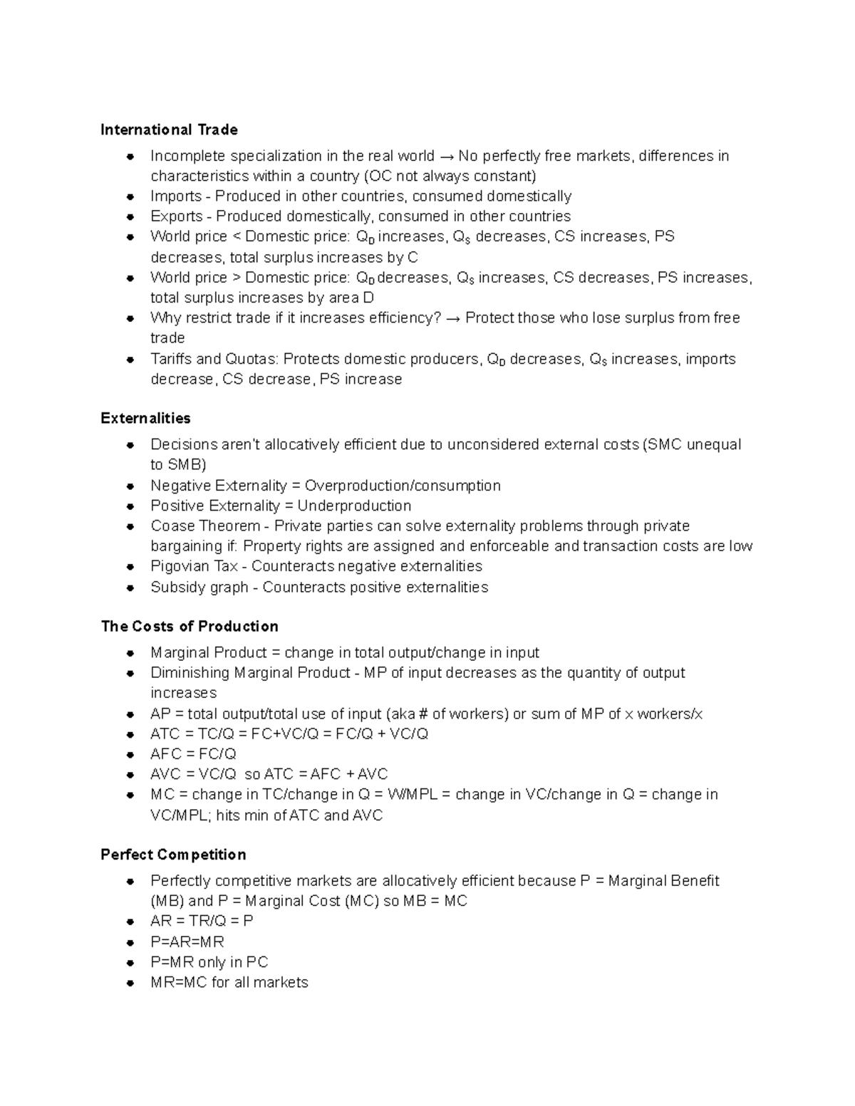 Econ 200 Final Notesheet - International Trade Incomplete ...