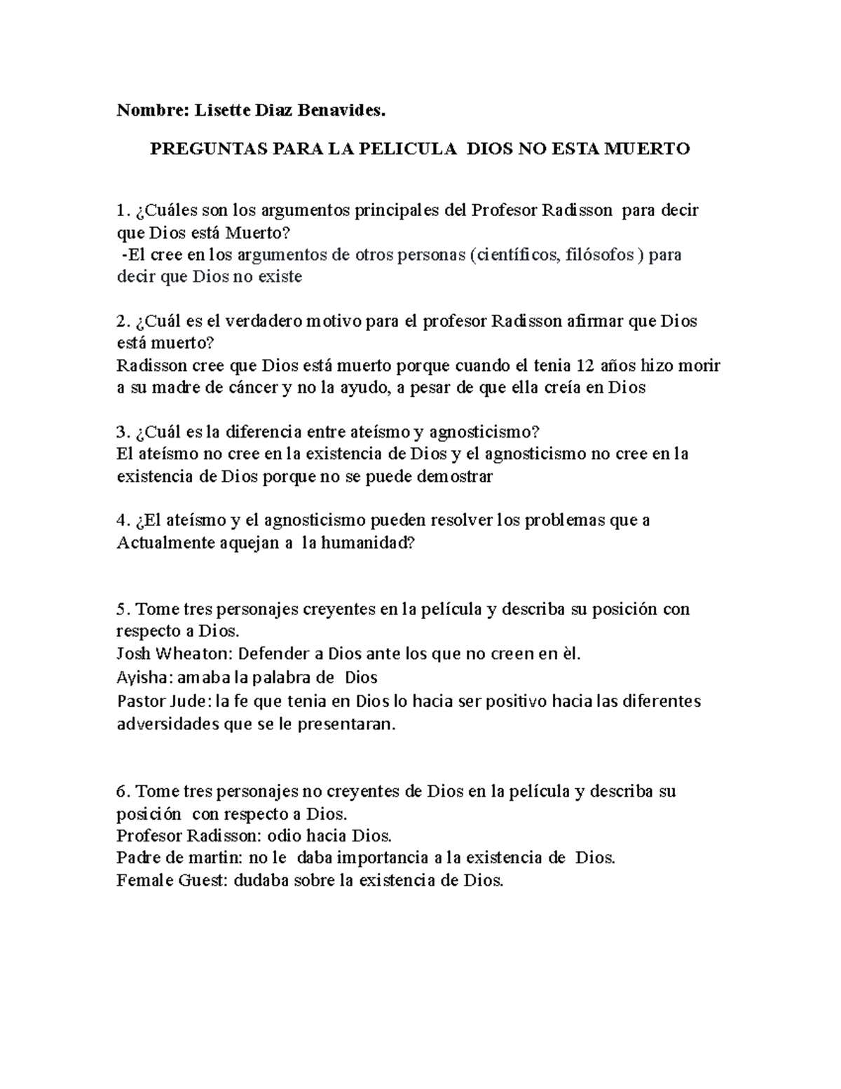 Preguntas Para La Pelicula Dios No Esta Muerto Concreto Reforzado I Studocu