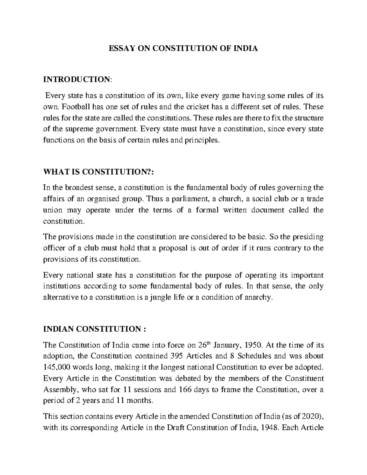 essay on constitution pdf