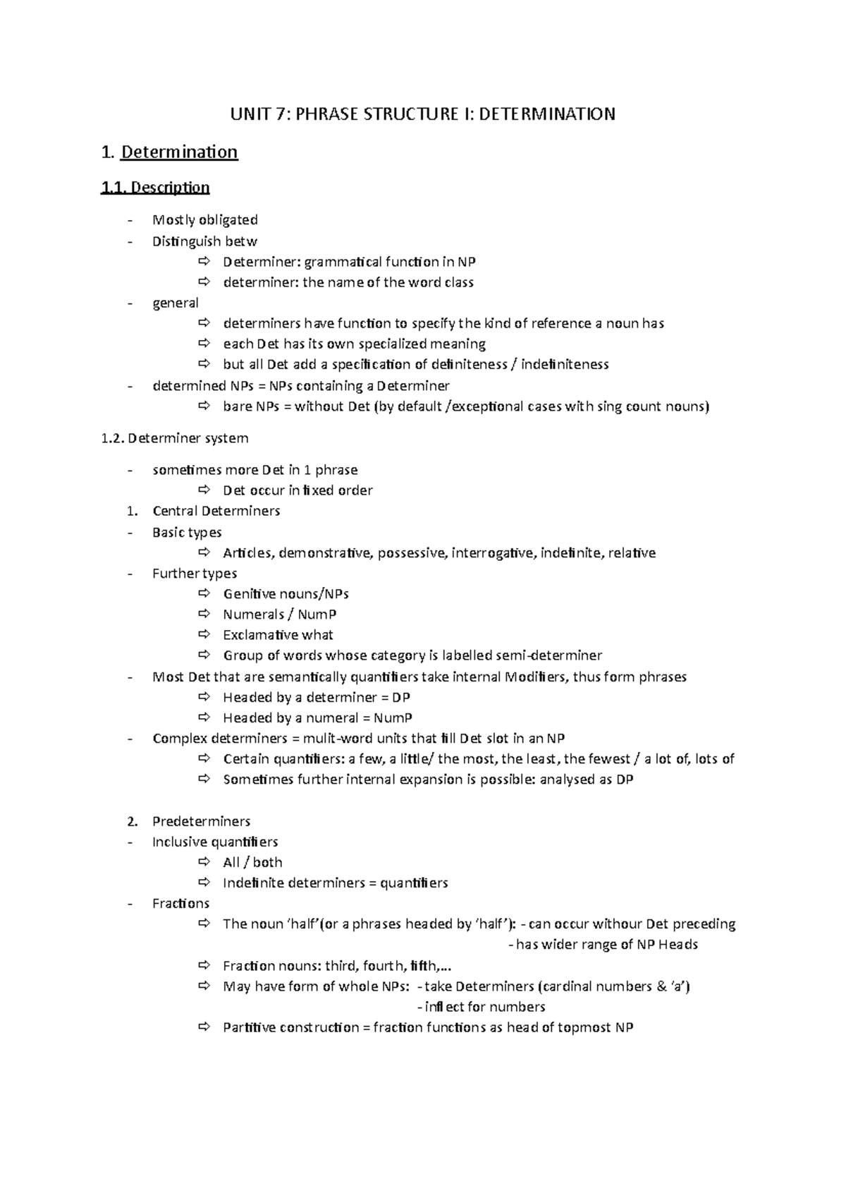 unit-7-samenvatting-phrase-structure-i-determination-unit-7