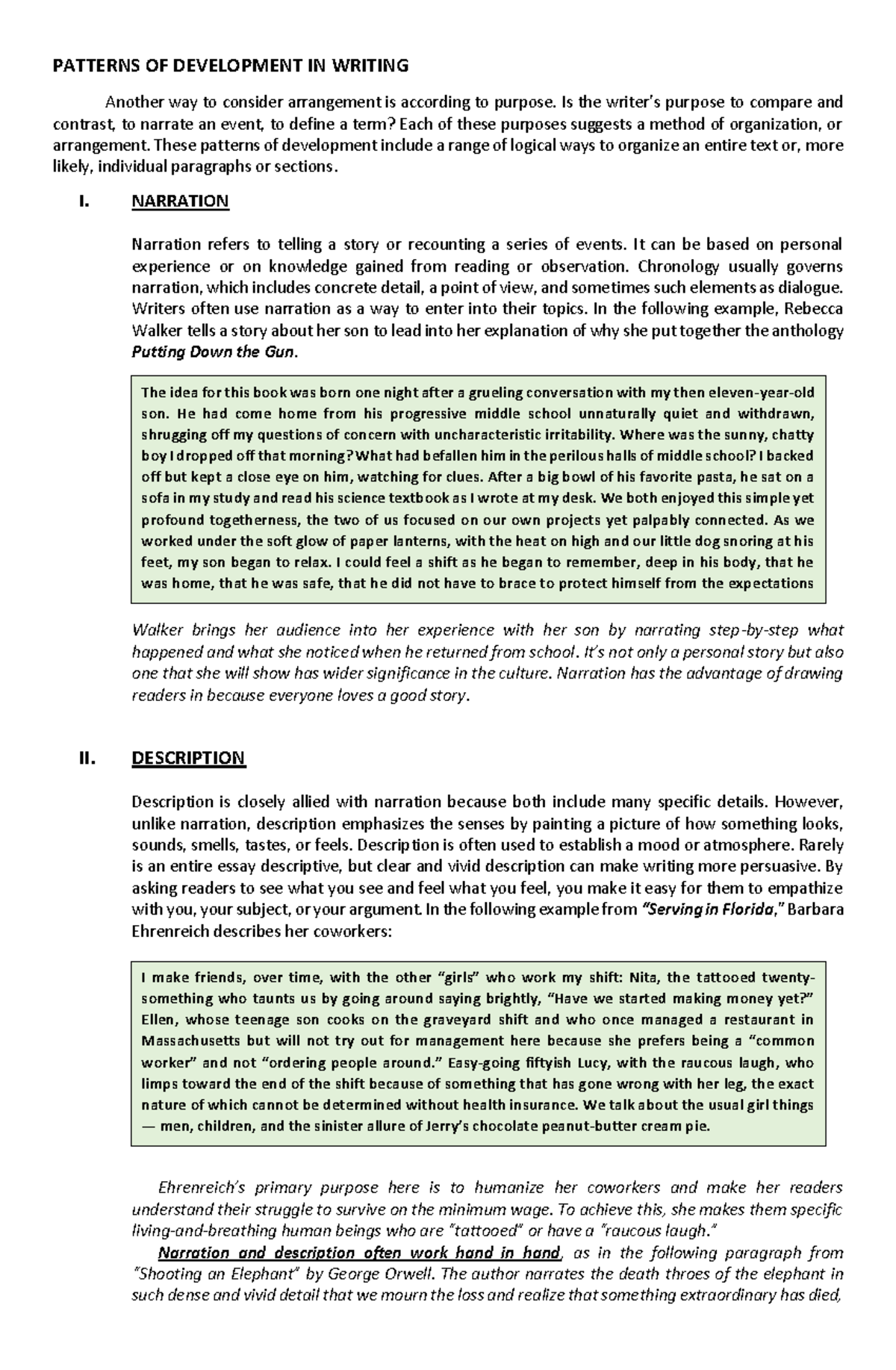 efficiency in writing - PATTERNS OF DEVELOPMENT IN WRITING Another way ...