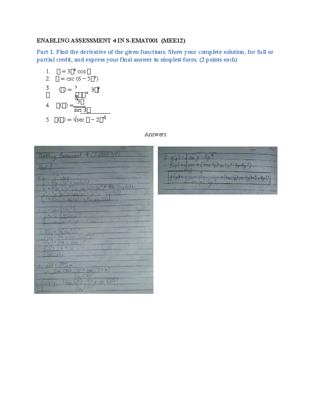 S Emat001 Enabling 4 Enabling Assessment 4 In S Emat001 Mee12