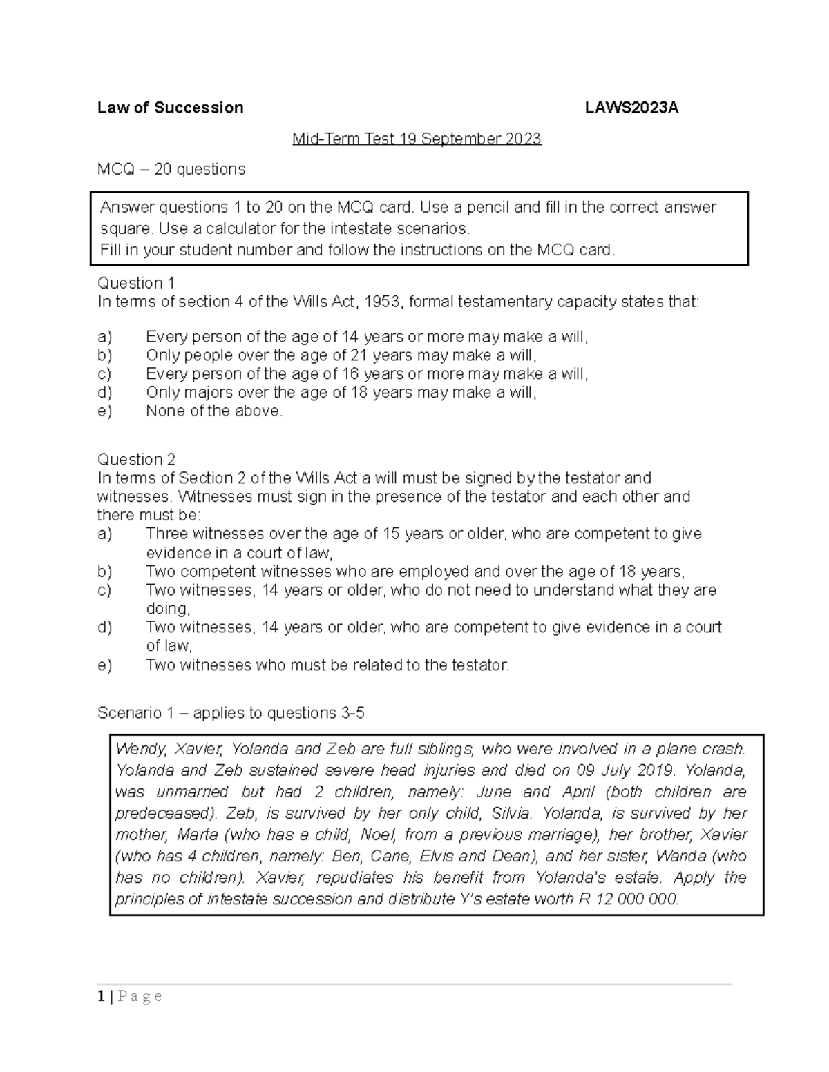 Succession Test 2 Sept 2023 without password - Law of Succession ...