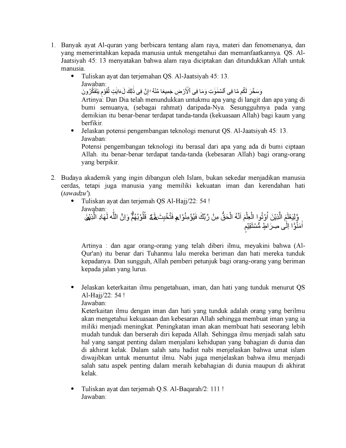 Pendidikan Agama Islam Tugas 3 - Banyak Ayat Al-quran Yang Berbicara ...