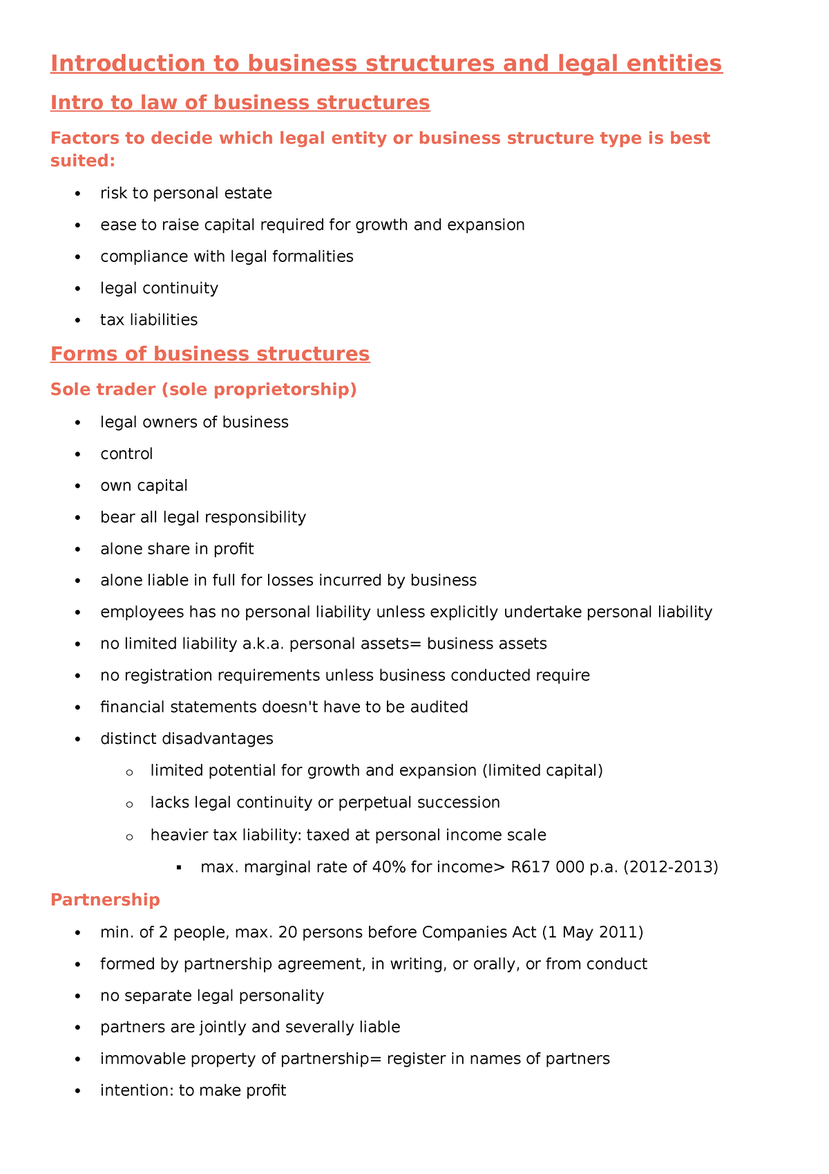1. Introduction to business forms - Introduction to business structures ...