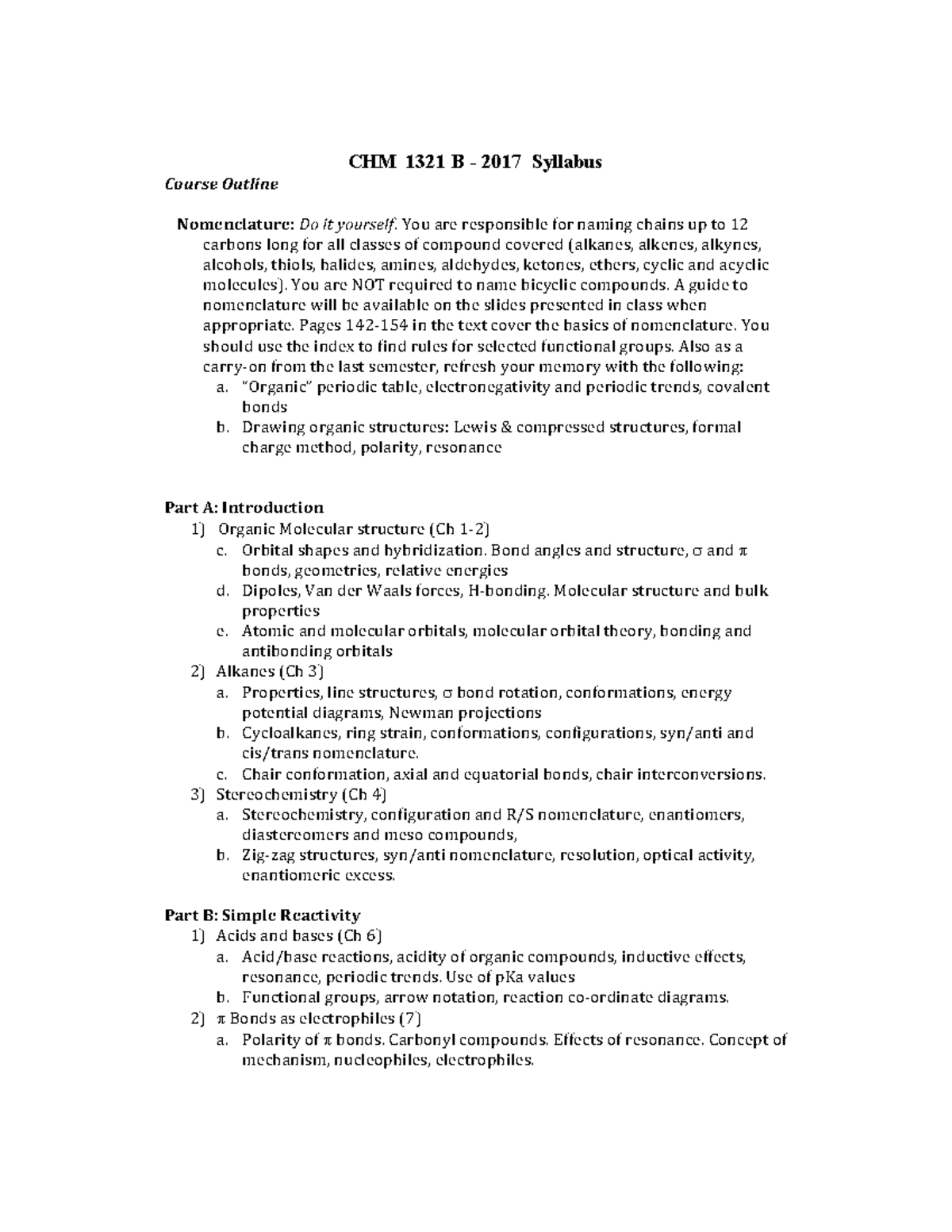 Syllabus for CHM1321 year 2017-2018 - CHM 1321 B - 2017 Syllabus Course ...
