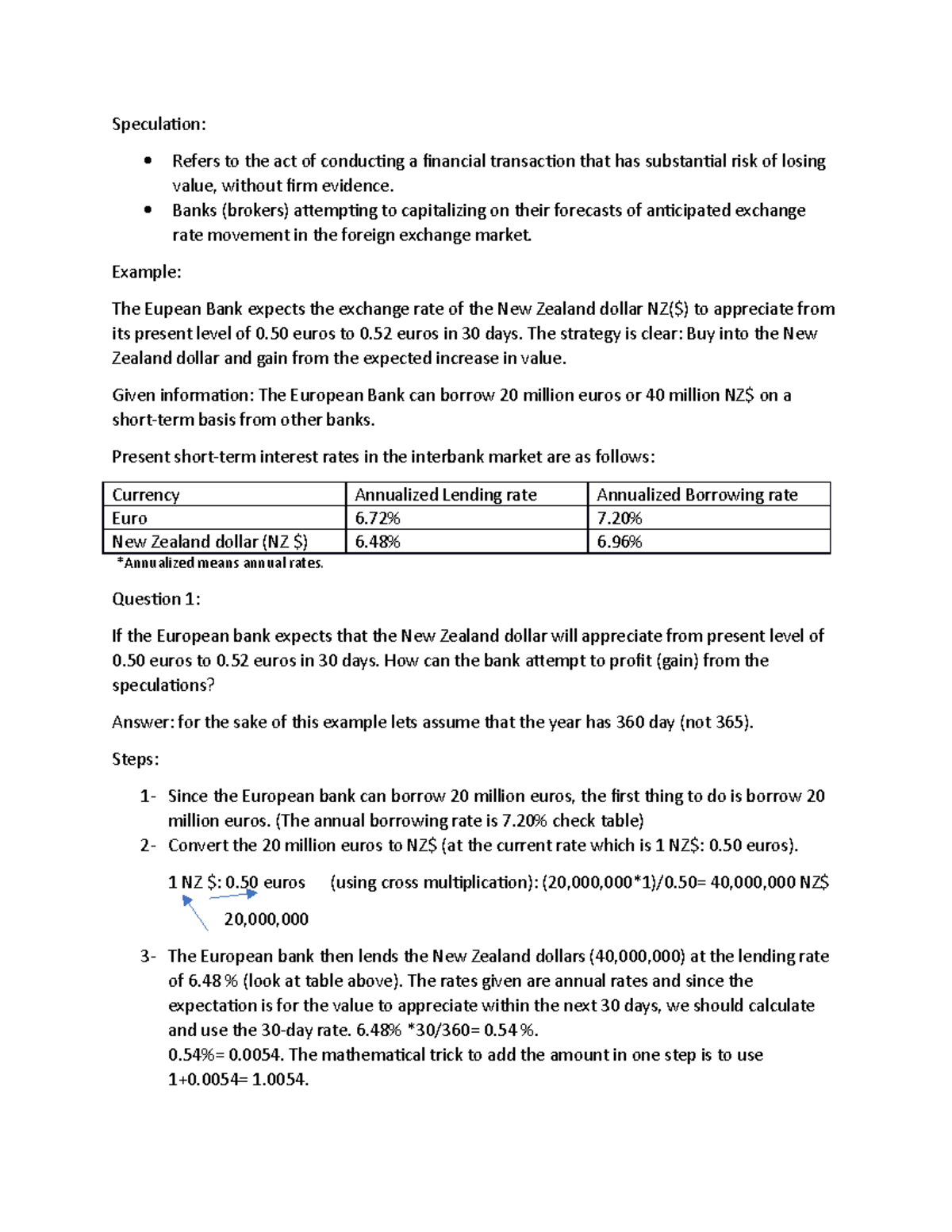 Chapter 4 Notes Exchange Rate Arrangements Speculation Refers to the